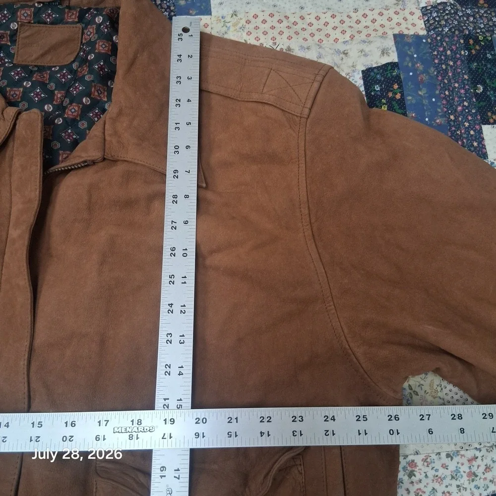 Vintage Hunt Club Womens Leather Bomber Jacket Size 2X Brown Soft Lined